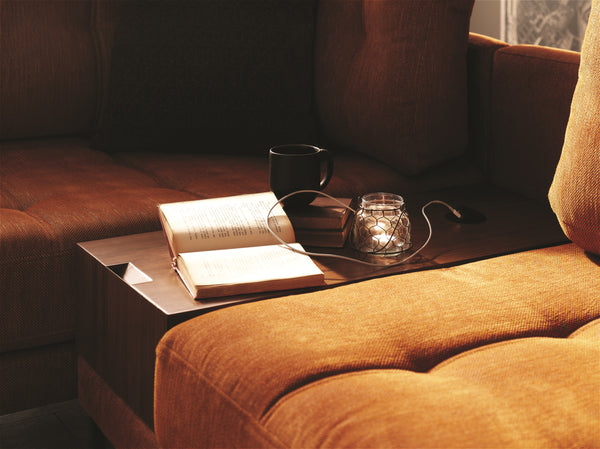 Arte 2 Seater Sectional with Coffee Table in Orange 