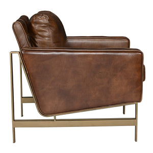 Chazzie Upholstered Accent Chair - Truffle Brown with Ocean Blue Leather