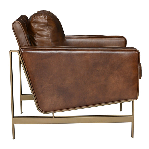 Chazzie Upholstered Accent Chair - Truffle Brown with Ocean Blue Leather