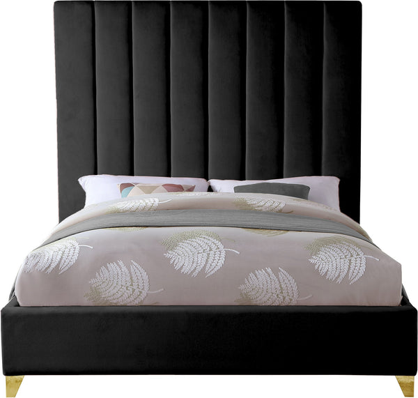Glenda King Bed In Black Velvet