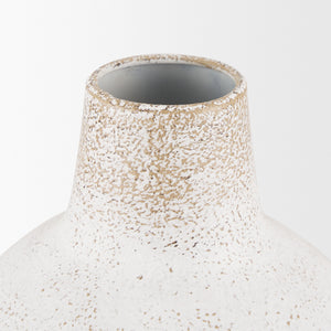 Tisha Small White W/ Terracotta Distressing Metal Vase