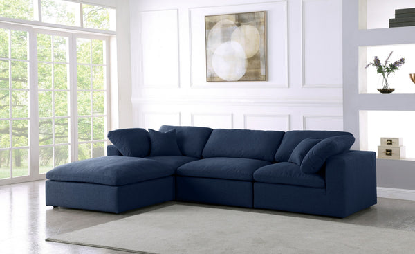 Carmen Cloud Modular Sectional In Navy Linen Fabric