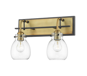 Kraken 2 Light Wall Sconce in Matte Black + Olde Brass Finish