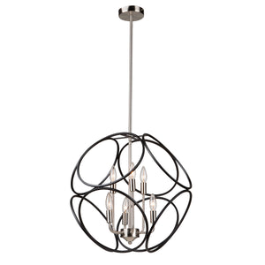 Sorrento 2 Tier 6 Light Chandelier in Matte Black & Satin Nickel
