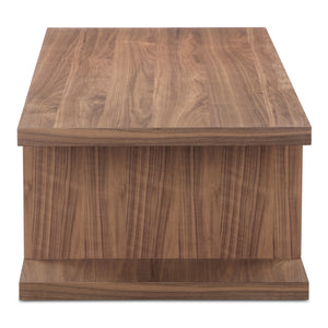 Miri Coffee Table in Walnut with Open-Shelf Design