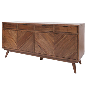 Piero Chevron Buffet 4 Drawers + 4 Doors In Monterey Brown