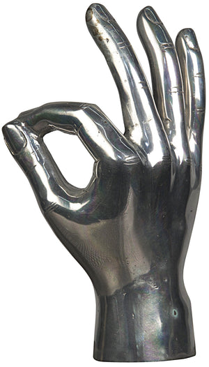 Silver Metal Alloy OK Sign Sculpture