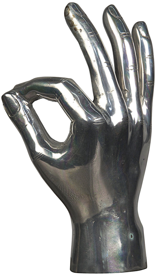 Silver Metal Alloy OK Sign Sculpture