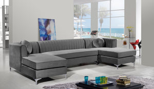 Wendell 3pc. Sectional In Grey Velvet