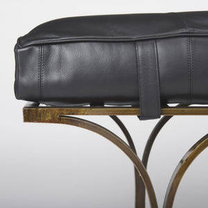 Jessie 55L x 16W Black Leather Seat W/Gold Metal Base Accent Bench