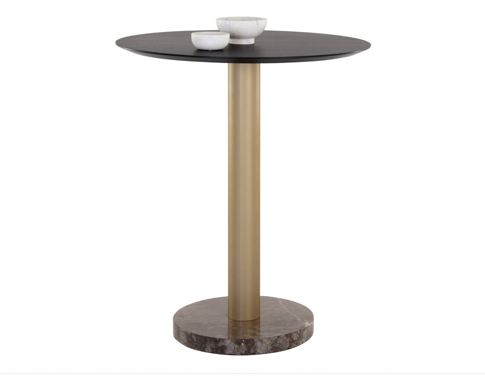 MONACO BAR TABLE - GOLD - GREY MARBLE / CHARCOAL GREY