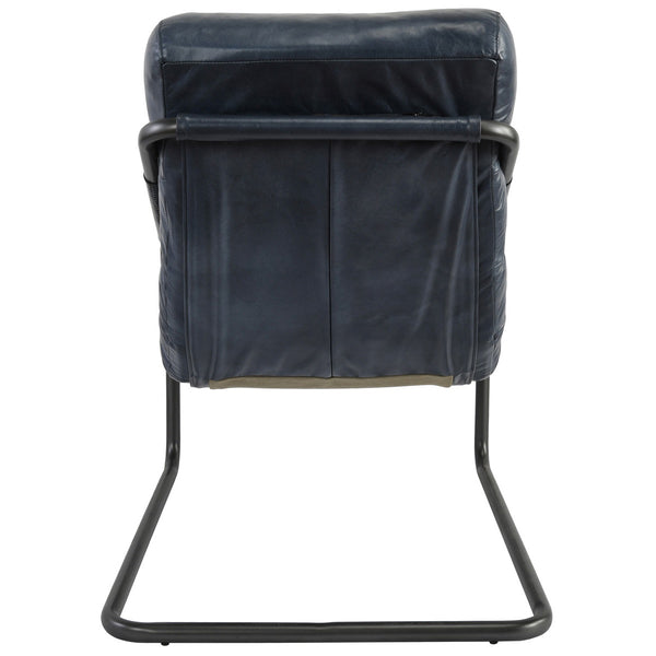 Jackson Ocean Blue Leather Accent Chair with Metal Frame