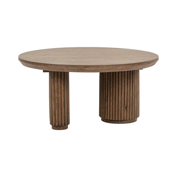 Vander Solid Wood Round Coffee Table with Oak Veneer