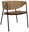 Helena Teak and Synthetic Seagrass Chair with Industrial Steel Frame in Clear Coat Semi-Gloss Finish