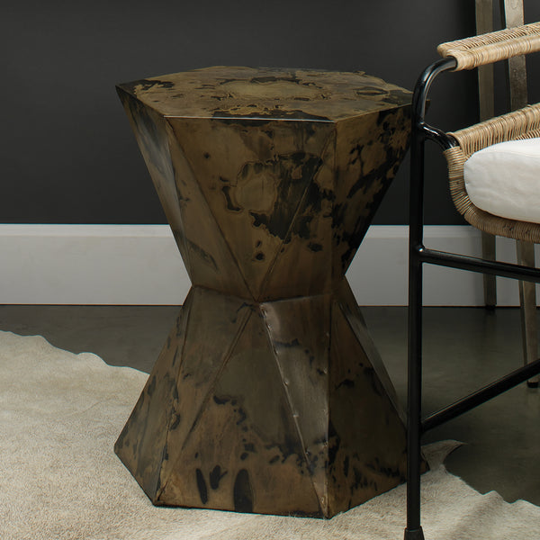 Crown Side Table, Acid Wash Metal