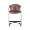 Portofino Distressed Jet Brown Leather Counter Chair