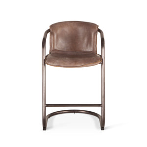 Portofino Distressed Jet Brown Leather Counter Chair