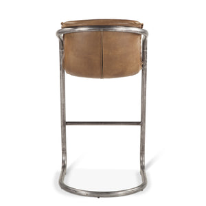 Portofino Distressed Chestnut Leather Bar Chair