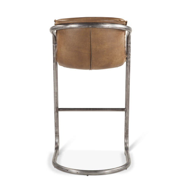 Portofino Distressed Chestnut Leather Bar Chair
