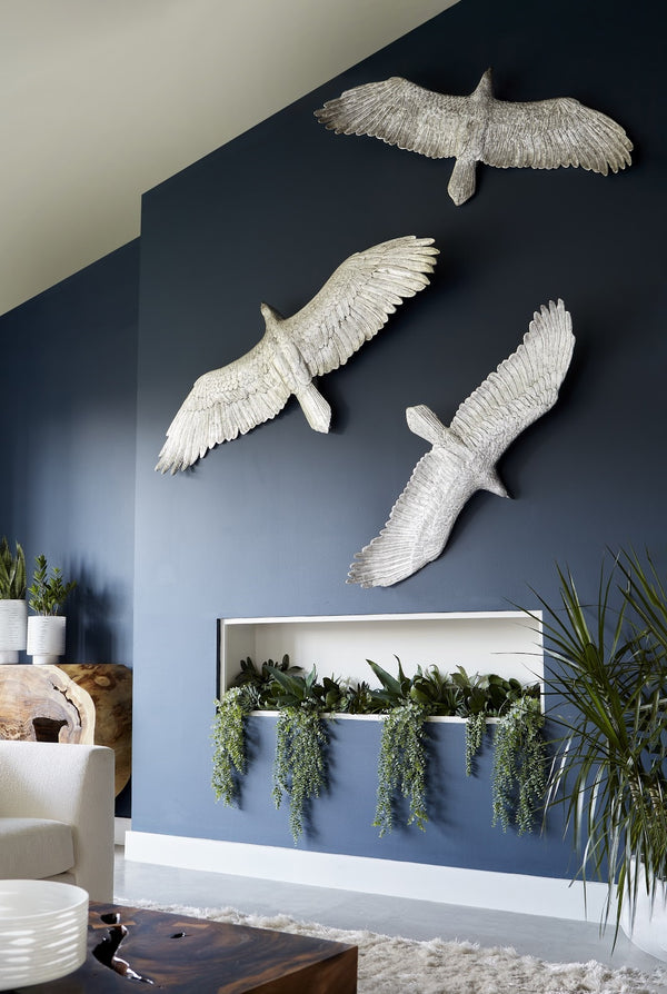 Soaring Eagle Wall Art, Resin, Silver Leaf, Small