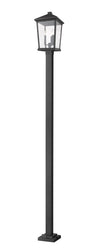 Beacon 3 Light Outdoor Post Mounted Fixture in Black Finish