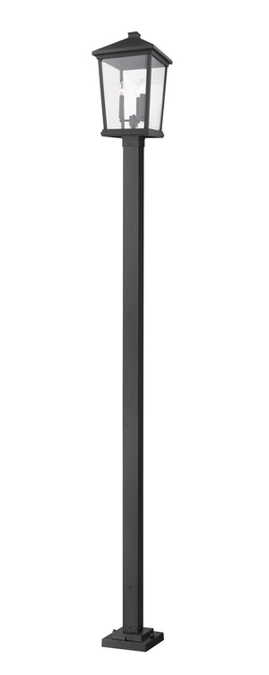 Beacon 3 Light Outdoor Post Mounted Fixture in Black Finish