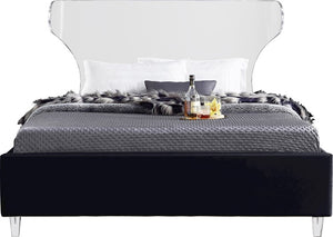 Levi Twin Bed In Black Velvet