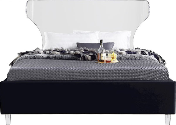 Levi Twin Bed In Black Velvet