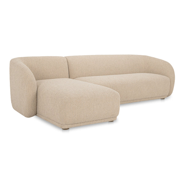 Faye Left Sectional in Beige Boucle with Curved Back