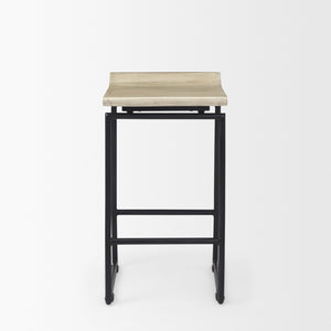Givens 14.0L x 15.8W x 25.8H Natural Wood W/Black Metal Counter Stool