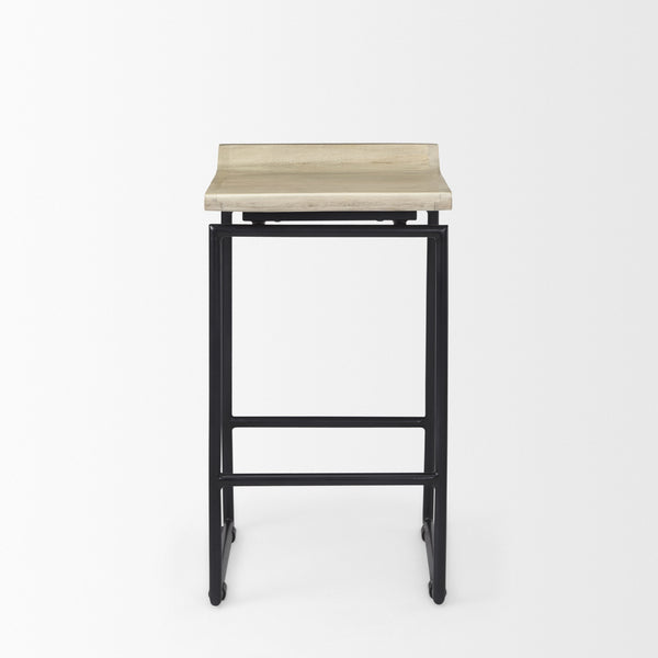 Givens 14.0L x 15.8W x 25.8H Natural Wood W/Black Metal Counter Stool