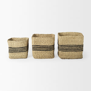 Cullen 15.7L x 15.7W x 15.7H (Set of 3) Grey Twisted Seagrass Square Basket