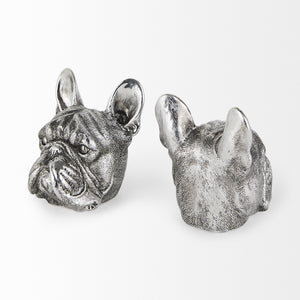 Bruno (Set of 2) 5L x 5W Silver American Bulldog Bookends