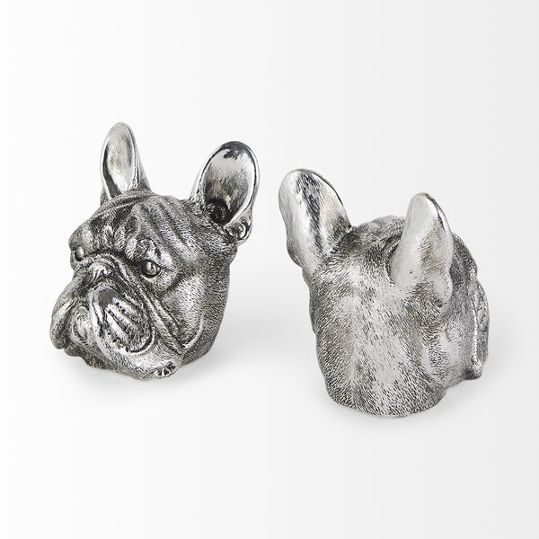 Bruno (Set of 2) 5L x 5W Silver American Bulldog Bookends