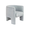 THREE LEG FULLY UPHOLSTERED BARREL CHAIR IN PERFORMANCE LIGHT BLUE CHENILLE