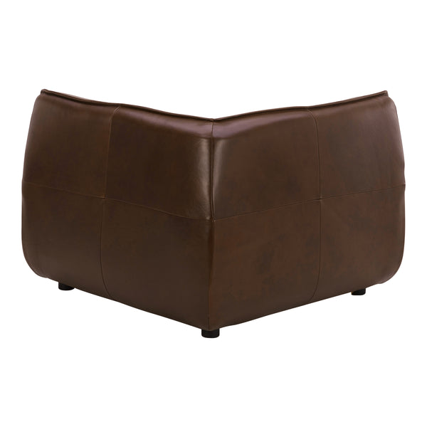 Moe's Zeppelin Leather Corner Chair in Toasted Hickory