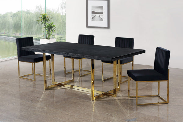 Joanna Dining Chair In Black Velvet and Gold