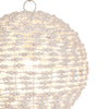 SPHERE SHAPED PENDANT WRAPPED WITH WHITEWASH WOOD BEADS