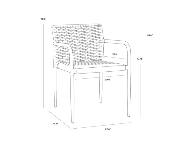 CASELLA STACKABLE DINING ARMCHAIR - BLACK - DARK GREY