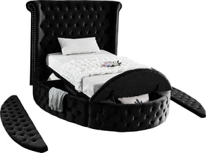 Lorena Twin Bed In Black Velvet