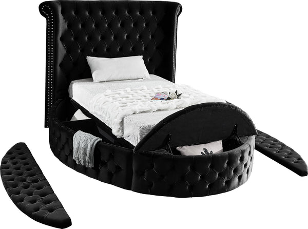 Lorena Twin Bed In Black Velvet