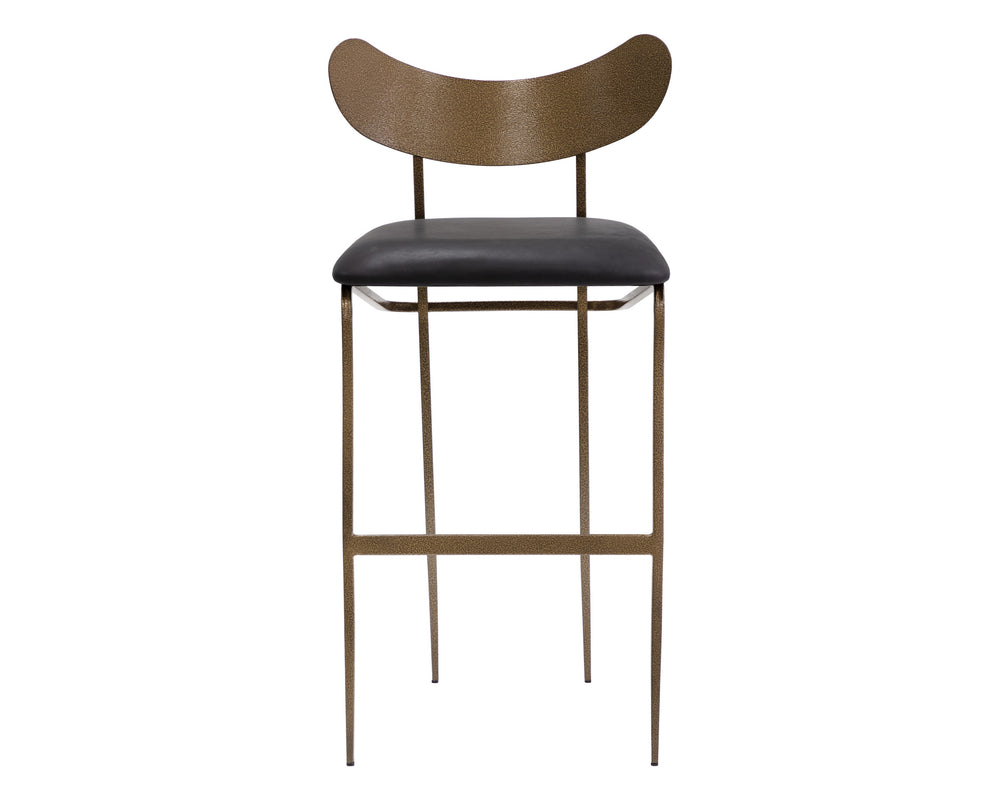 GIBBONS BARSTOOL - ANTIQUE BRASS - CHARCOAL BLACK LEATHER