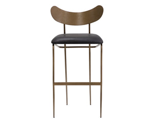 GIBBONS BARSTOOL - ANTIQUE BRASS - CHARCOAL BLACK LEATHER