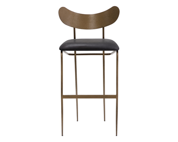 GIBBONS BARSTOOL - ANTIQUE BRASS - CHARCOAL BLACK LEATHER