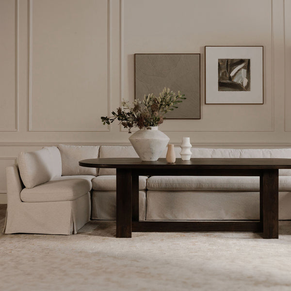Moe's Fable L-Shape Dining Banquette with Slipcover, Beige