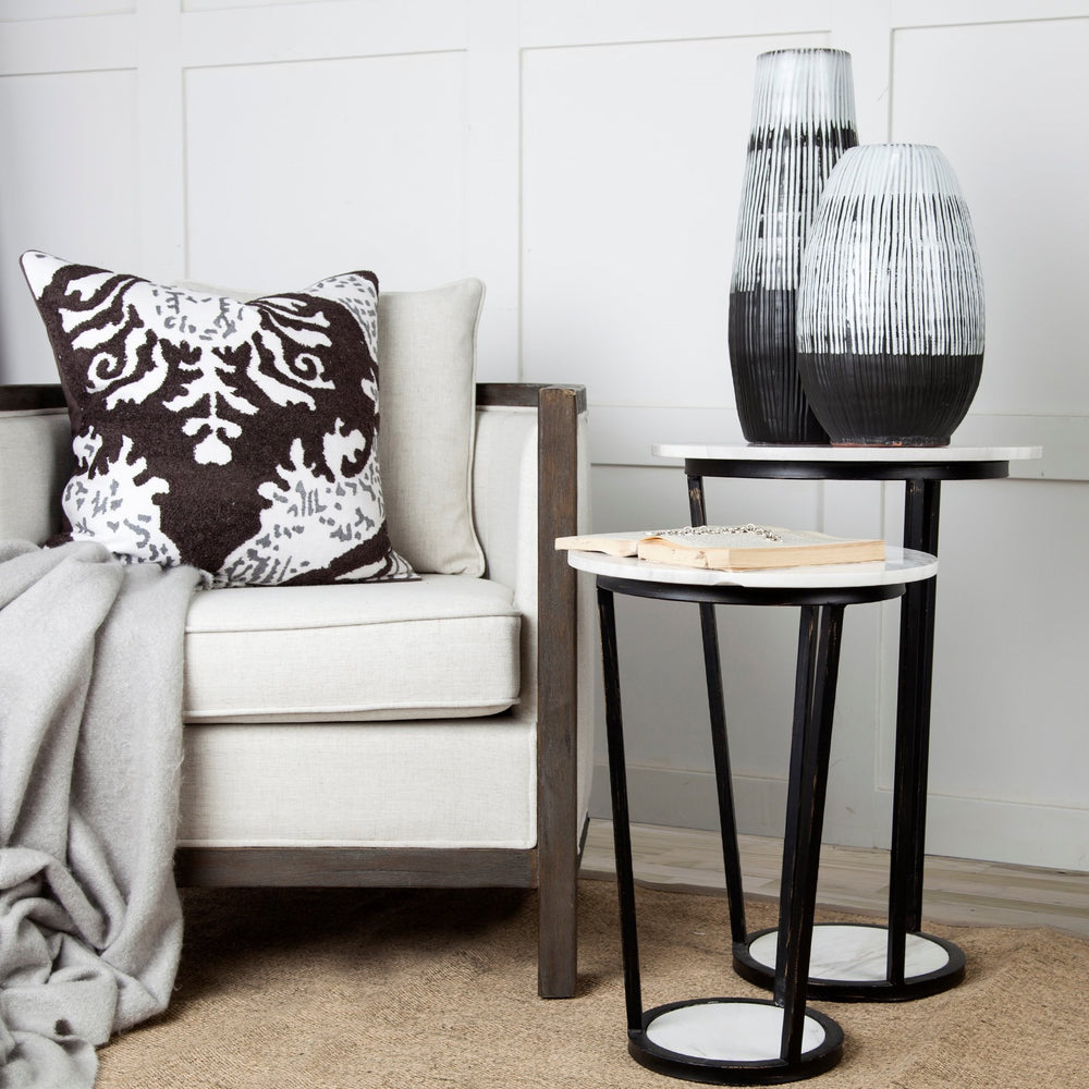 Tanami I Tall Dark Brown/White Ceramic Vase