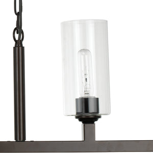 Linear 6-Light Steel Chandelier, Bronze