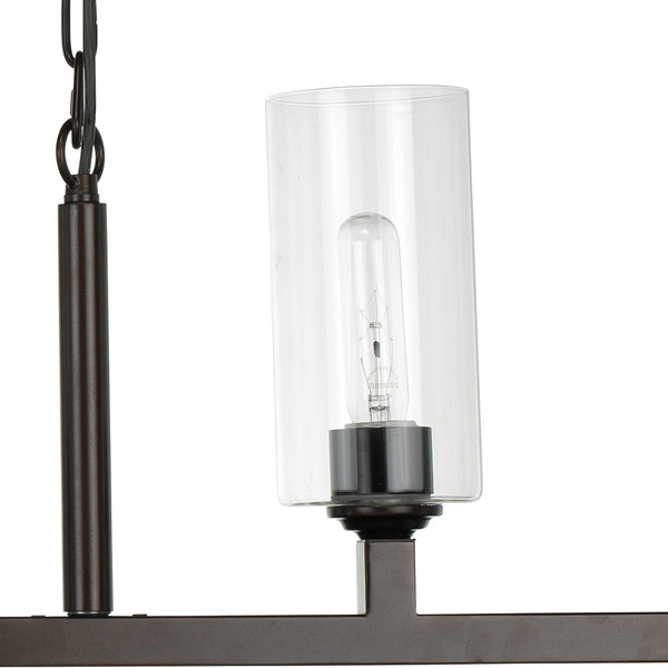 Linear 6-Light Steel Chandelier, Bronze