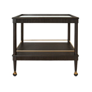CLASSIC BAR CART WITH FLUTED DETAIL IN ESPRESSO OAK
