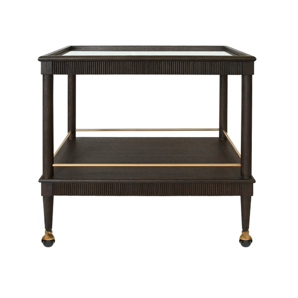 CLASSIC BAR CART WITH FLUTED DETAIL IN ESPRESSO OAK